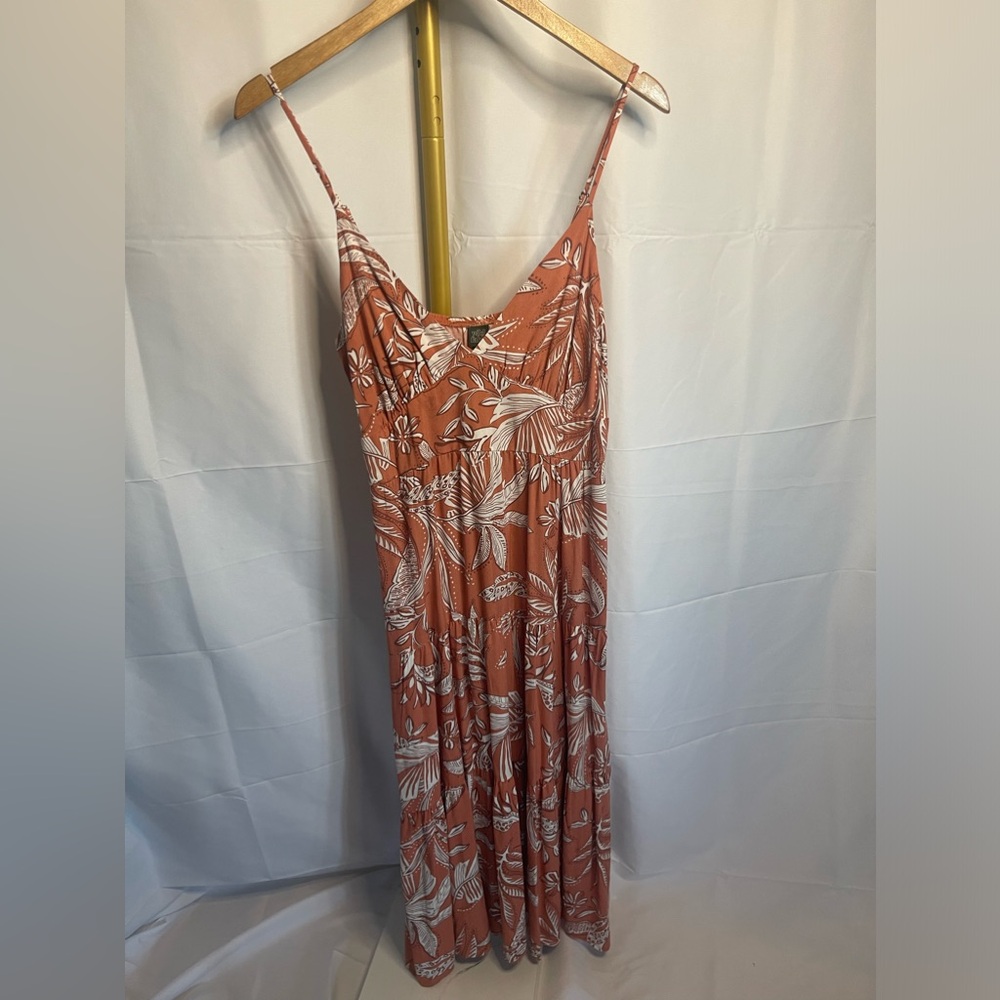 Wild Fable Spaghetti Strap Maxi Dress - Rust Orange Floral Boho Style - Size M